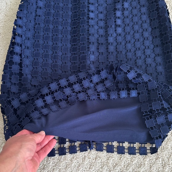 Lauren Ralph Lauren Geometric Square Lace Sheath Dress Office Navy Blue Size 4 - Picture 7 of 14